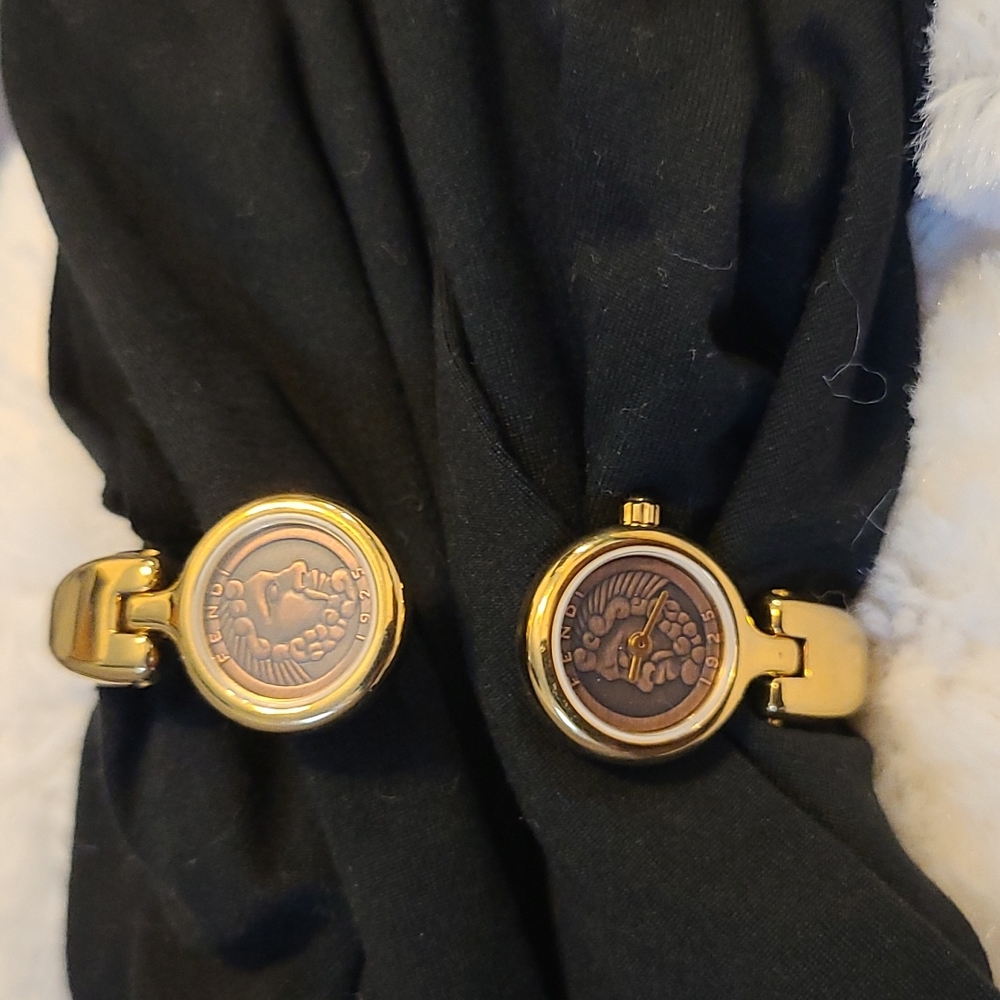 Fendi double 1925 coin cuff bracelet ladies watch